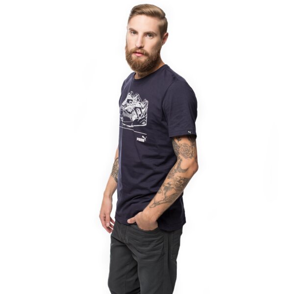 Koszulka męska PUMA T-SHIRT PUMA HANDDRAWN TEE 83440908 kolor granatowy