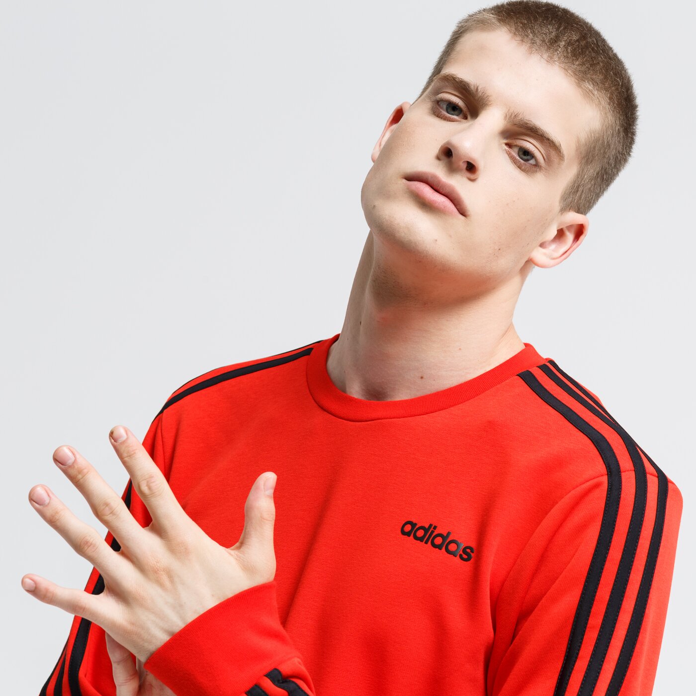 Bluza męska ADIDAS BLUZA E 3S CREW FT du0488 kolor czerwony