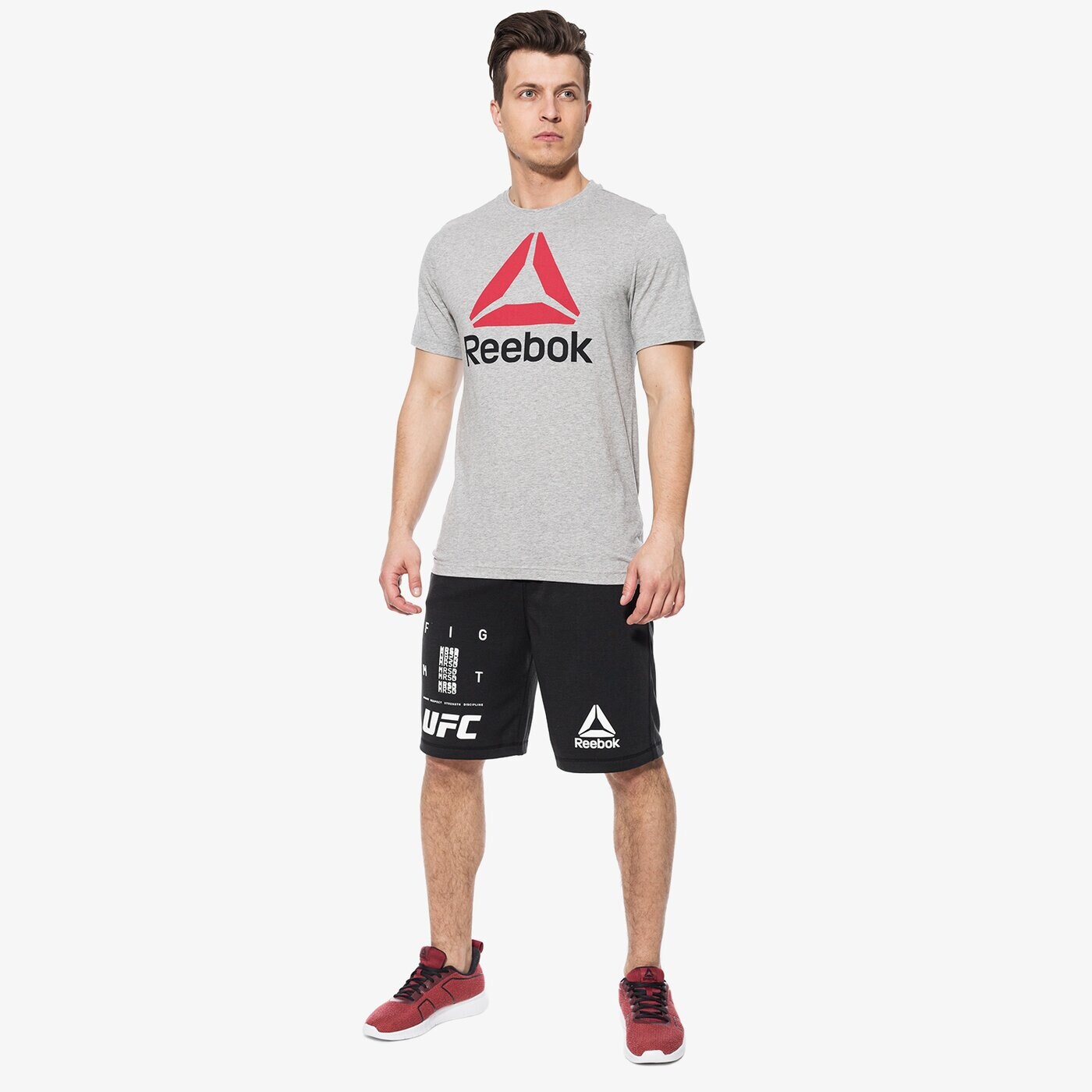 Koszulka męska REEBOK T-SHIRT SS QQR REEBOK STACKED cw5366 kolor szary