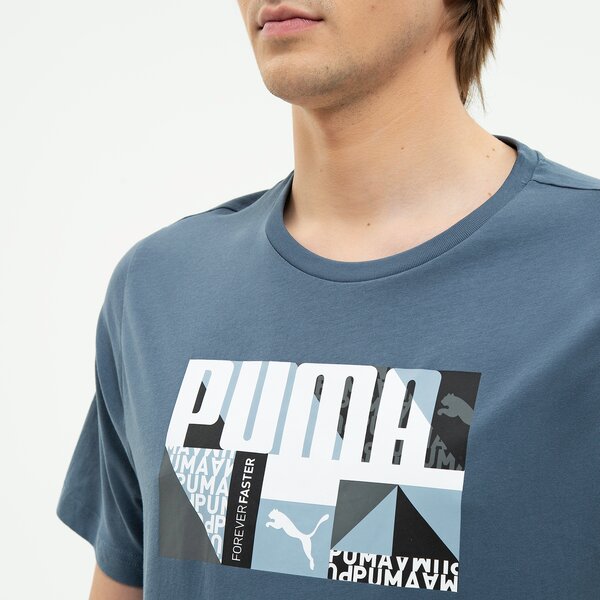 Koszulka męska PUMA T-SHIRT MONOGRAM GRAPHIC 671766 18 kolor niebieski