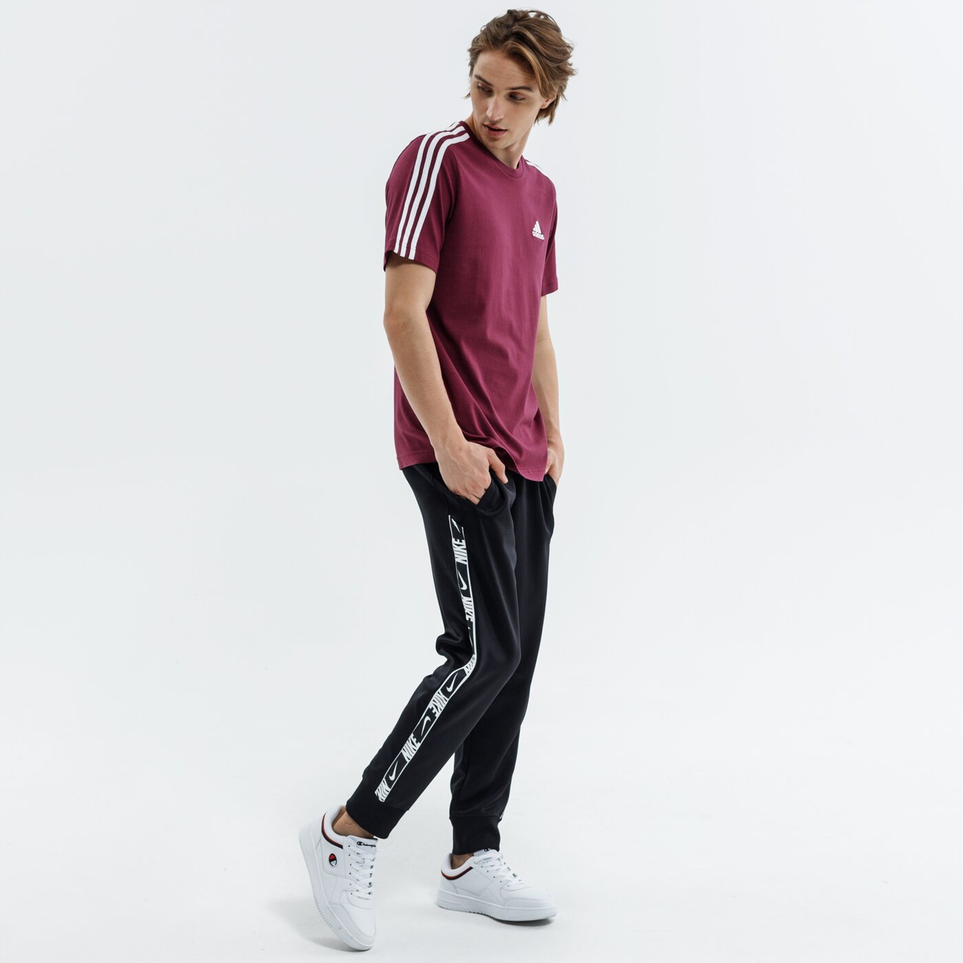 Koszulka męska ADIDAS T-SHIRT SS M 3S SJ T h12180 kolor bordowy