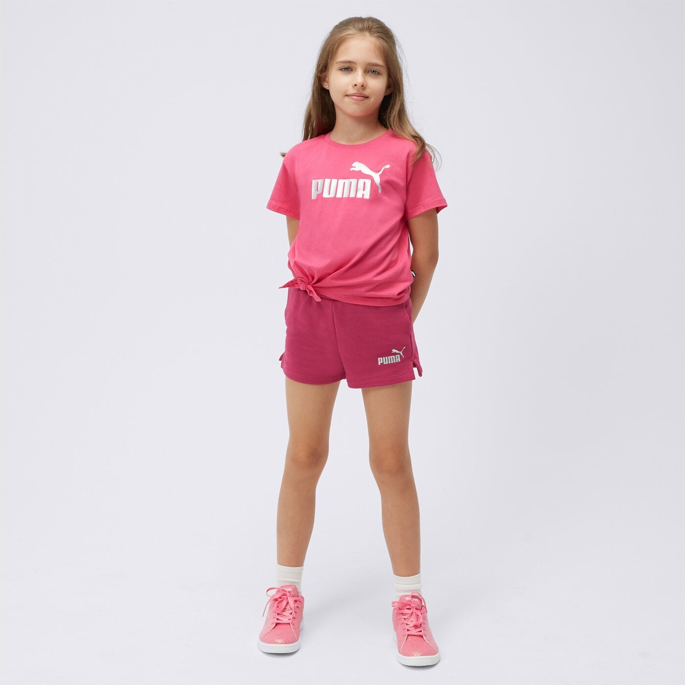 Koszulka dziecięca PUMA T-SHIRT ESS+ LOGO KNOTTED G 84695664 kolor różowy