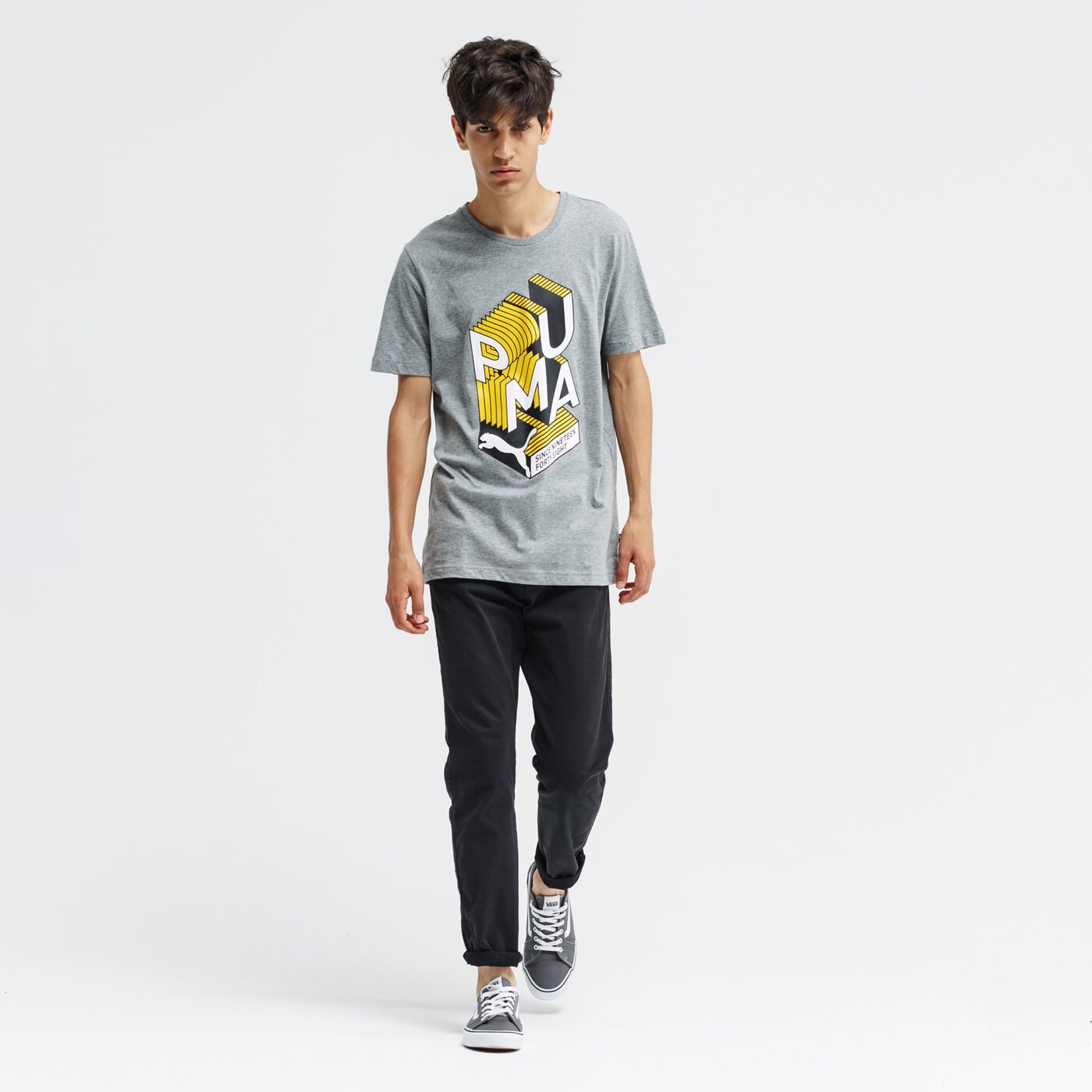 Koszulka męska PUMA T-SHIRT SS PUMA GRAPHIC 58019303 kolor szary