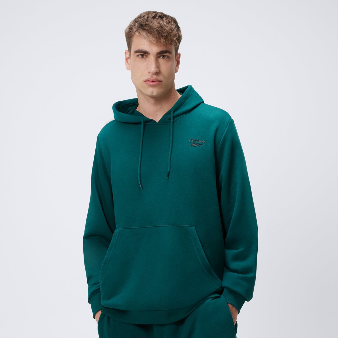 Bluza męska REEBOK BLUZA Z KAPTUREM IDENTITY SMALL LOGO FT HOODIE 100217207 kolor zielony