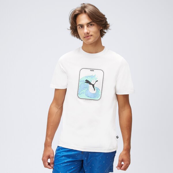 Koszulka męska PUMA T-SHIRT GRAPHICS WAVE 67448302 kolor biały