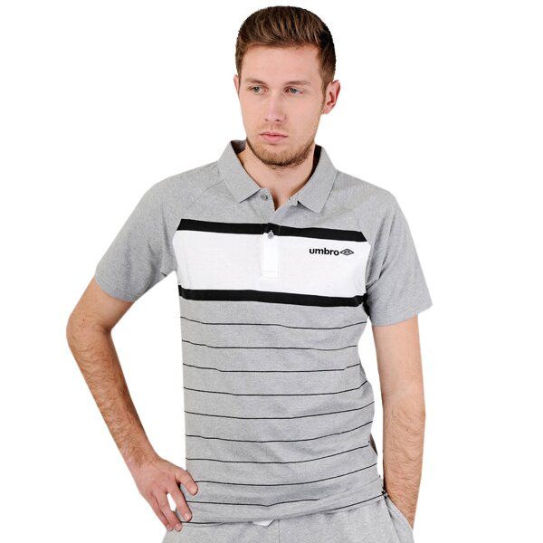 Koszulka polo męska UMBRO POLO A WESLEY STRIPE 60477u23n kolor szary