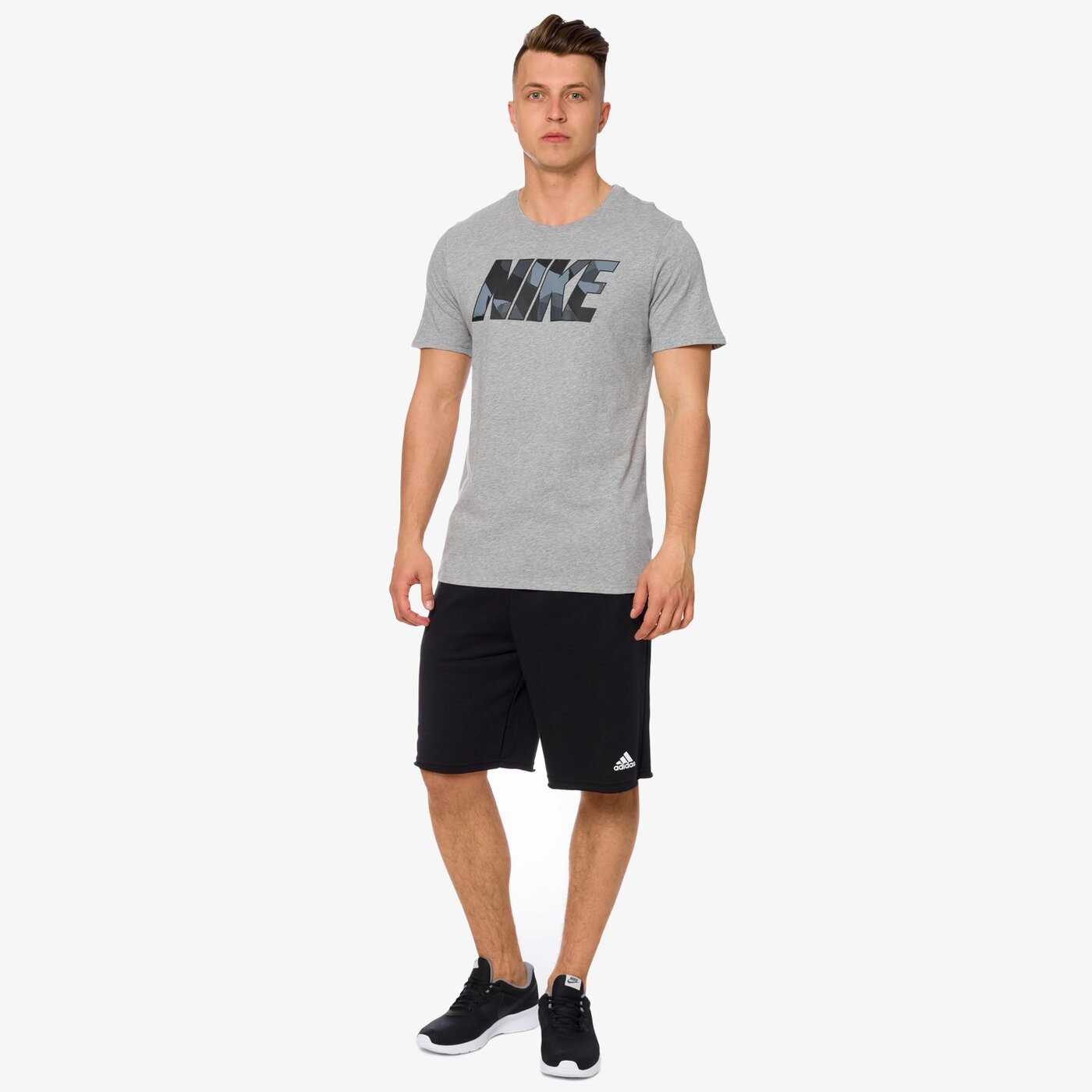 Koszulka męska NIKE T-SHIRT M PRNT ZINC BLK 847650063 kolor szary