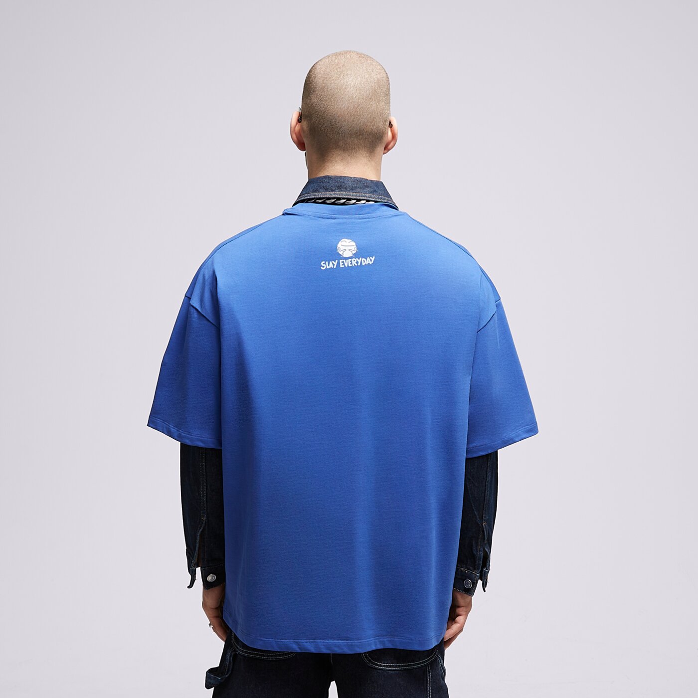 S.NOW JOB SIZEER T SHIRT "SLAY"-BLUE si323tsu55001 kolor niebieski