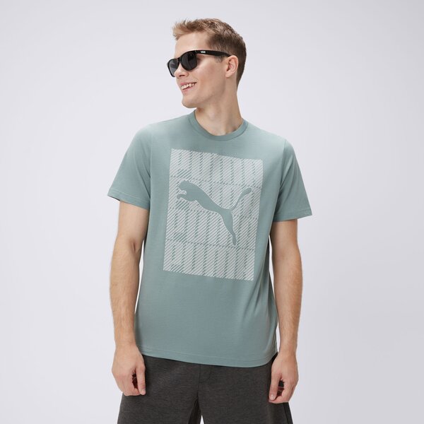 Koszulka męska PUMA T-SHIRT GRAPHICS PUMA WORDING 68482530 kolor zielony