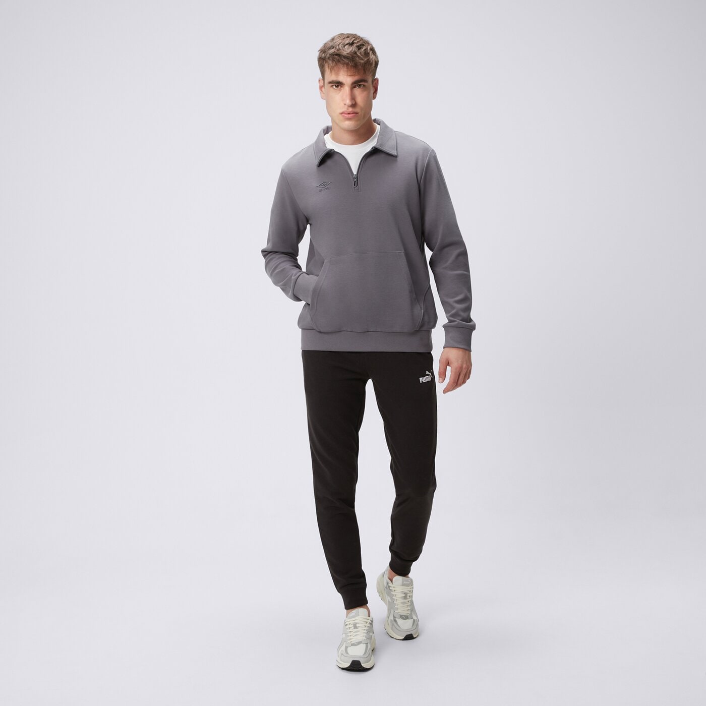 Bluza męska UMBRO BLUZA ROZPINANA ESS HALF ZIP ul125blm04001 kolor szary