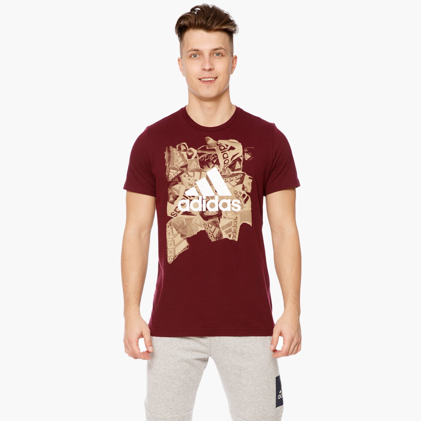 Koszulka męska ADIDAS T-SHIRT SS BADGE OF SPO bk2777 kolor bordowy