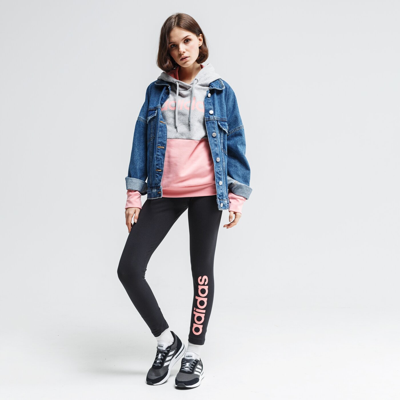 Spodnie dresowe damskie ADIDAS LEGGINGS W E LIN fs9725 kolor szary