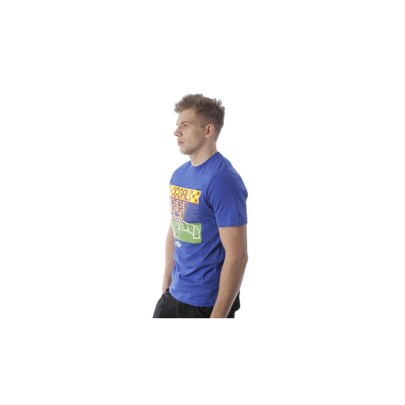 Koszulka męska UMBRO T-SHIRT MENS PIXELATED HAND OF GOD GRAPHIC TEE 61247u0fz kolor niebieski