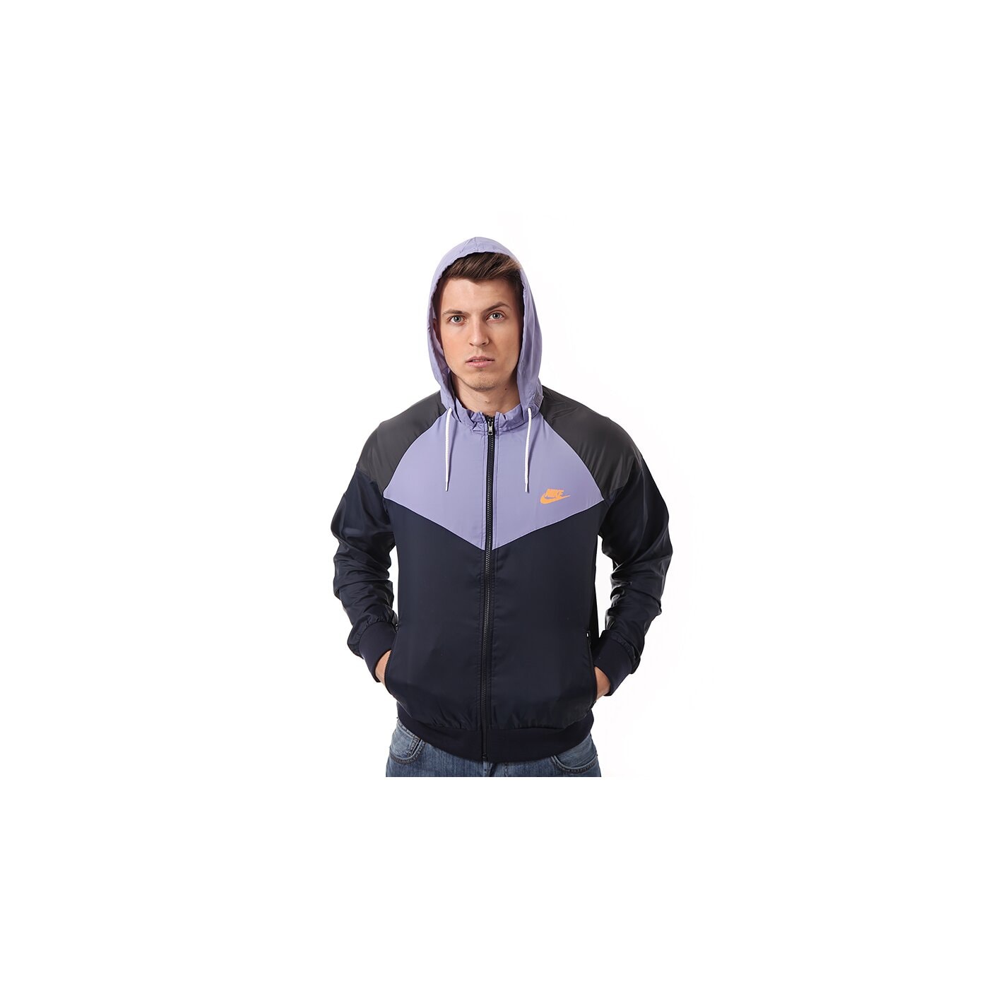 Kurtka przejściowa męska NIKE KURTKA NIKE RU HERITAGE WINDRUNNER 596277473 kolor granatowy