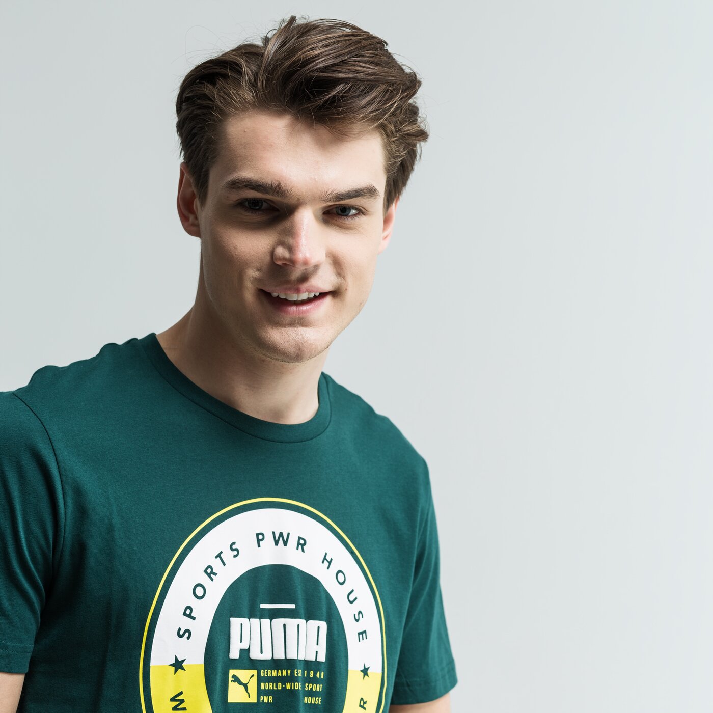 Koszulka męska PUMA T-SHIRT SS PUMA SP EXECUTION 85407830 kolor zielony