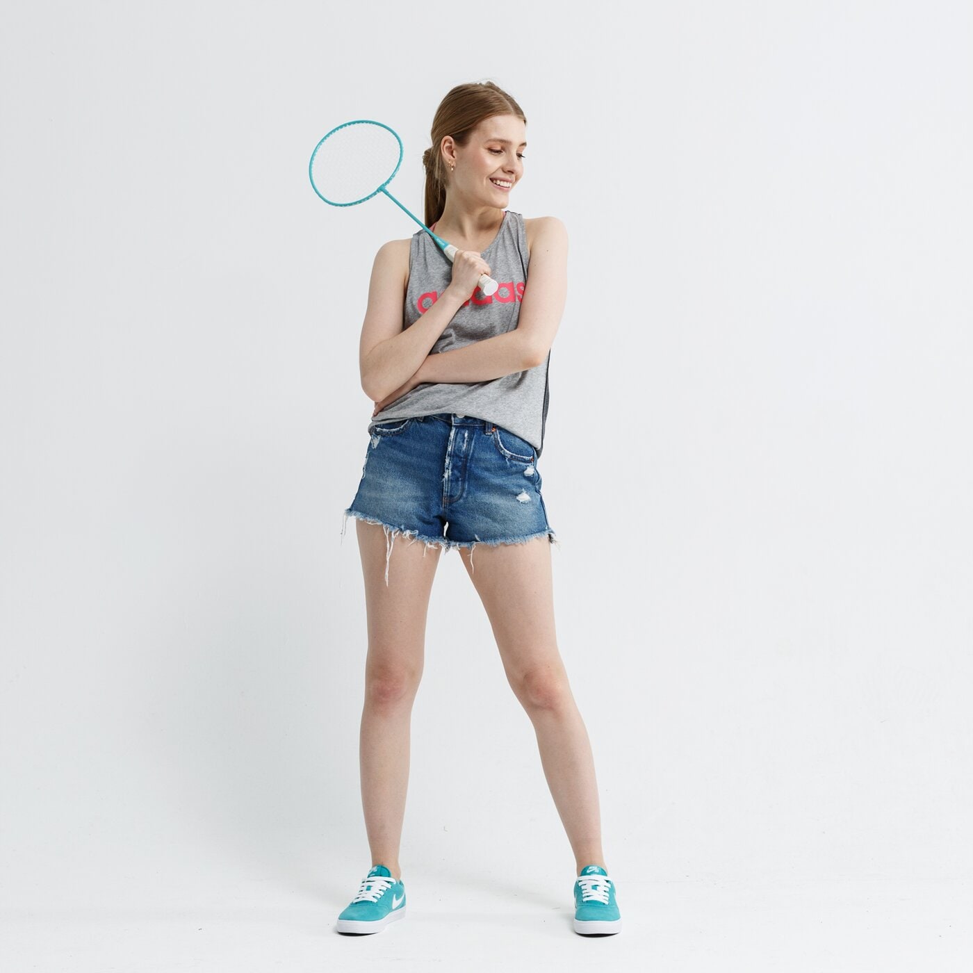 Top damski ADIDAS TANK W E LIN LOOS TK du0628 kolor szary