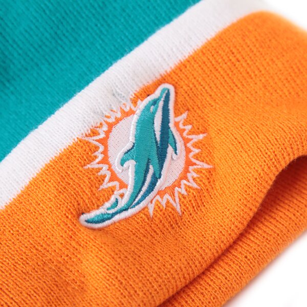 Czapka zimowa damska NEW ERA CZAPKA TEAM CUFF BOBBLE MIAMI DOLPHINS 80043294 kolor niebieski