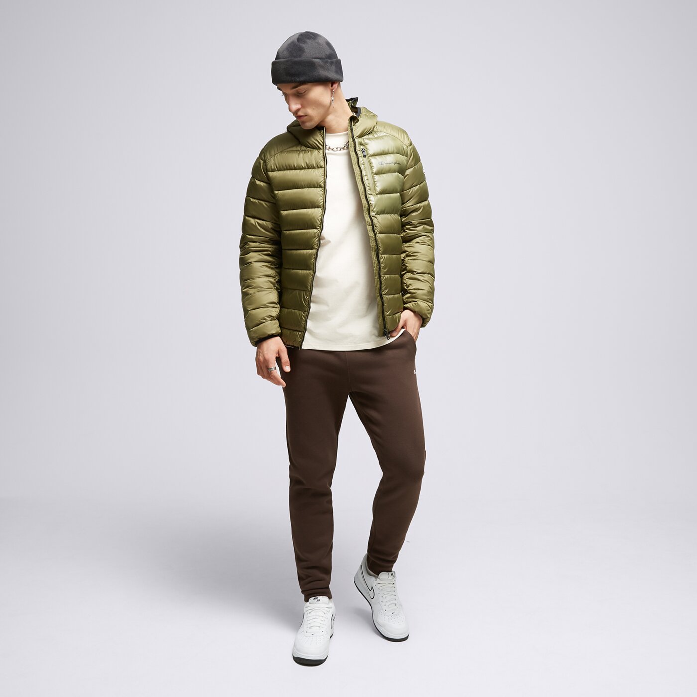 Kurtka zimowa męska CHAMPION KURTKA ZIMOWA HOODED JACKET 219184gs554 kolor zielony