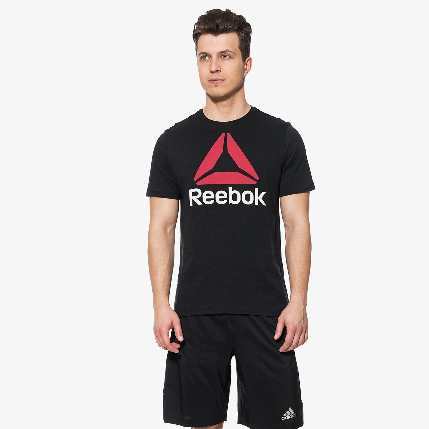 Koszulka męska REEBOK T-SHIRT SS QQR REEBOK STACKED cw5368 kolor czarny