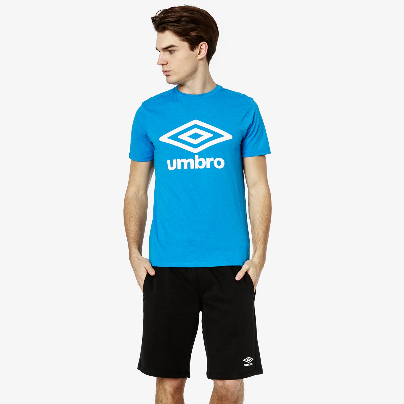 Koszulka męska UMBRO T-SHIRT SS FW LARGE LOGO COTTON 65352u-gru kolor niebieski