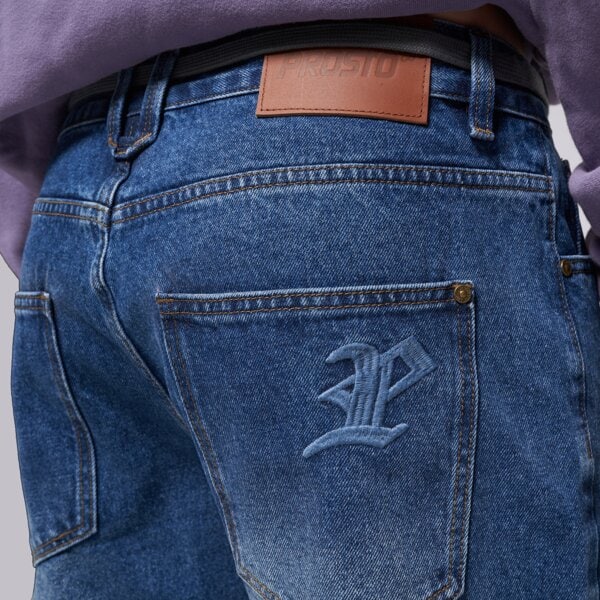 Spodnie dresowe męskie PROSTO SPODNIE JEANS BAGGY TARMAC BLUE kl252mpan3012 kolor niebieski