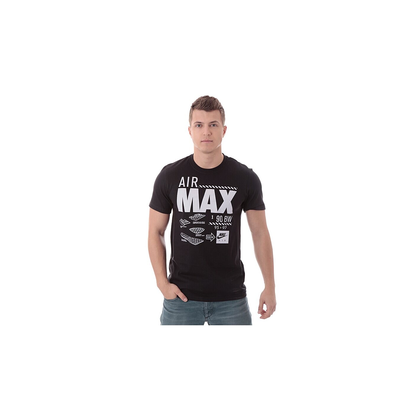 Koszulka męska NIKE T-SHIRT NIKE TEE-RU AIR MAX 90 576183010 kolor czarny