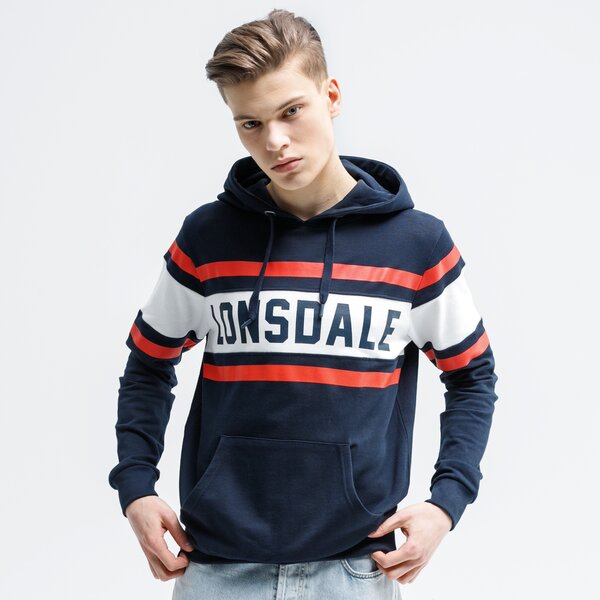 Bluza męska LONSDALE BLUZA Z KAPTUREM RUDSTON 115072-3086 kolor granatowy