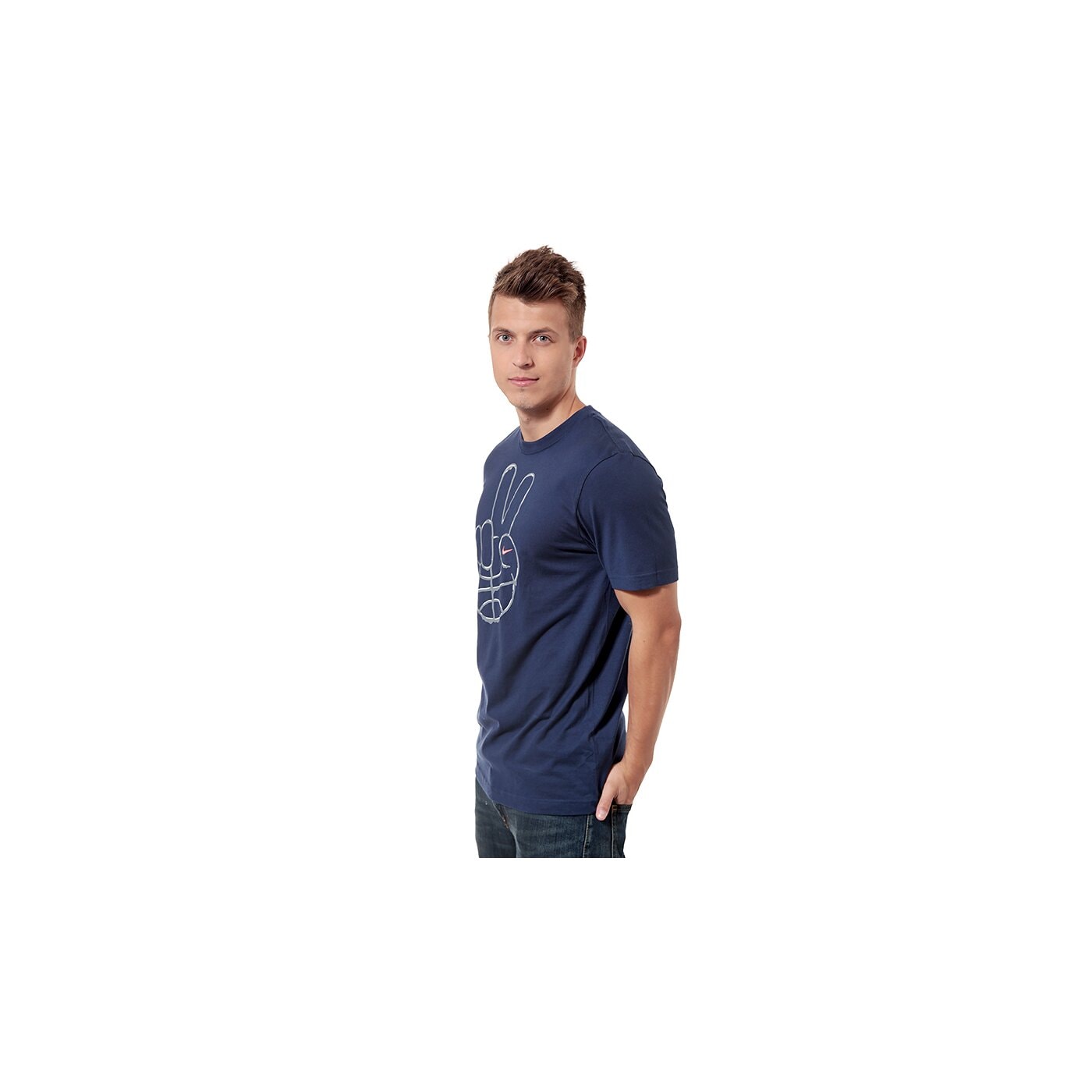 Koszulka męska NIKE T-SHIRT PEACE BALL TEE 618960410 kolor granatowy