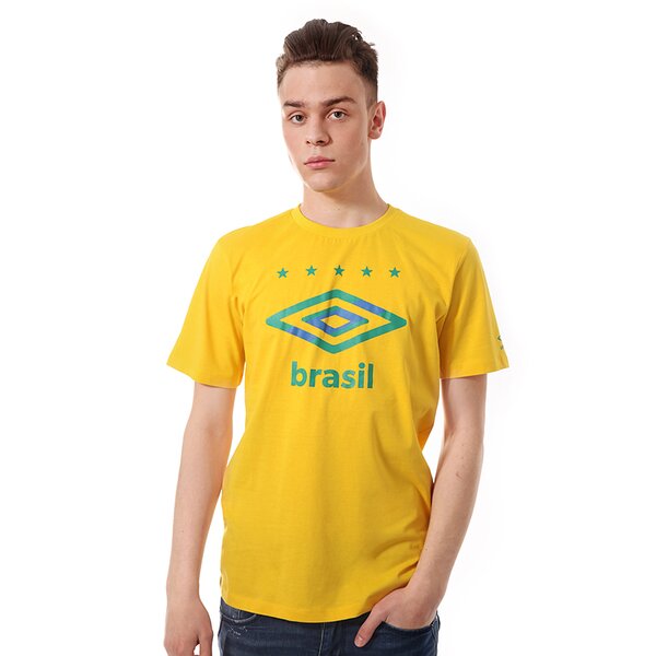 Koszulka męska UMBRO T-SHIRT 2014 TEE BRASIL FLAG LOGO 62342u3ao kolor żółty