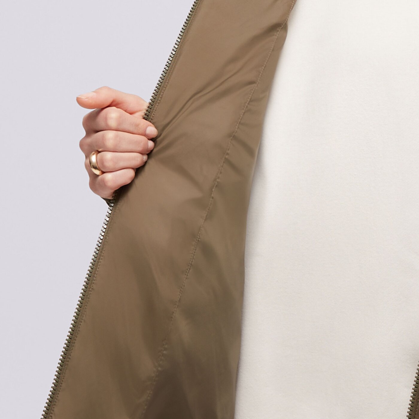 Kurtka zimowa damska NEW BALANCE KURTKA PINNACLE BOMBER FRENCH wj43503dmo kolor khaki