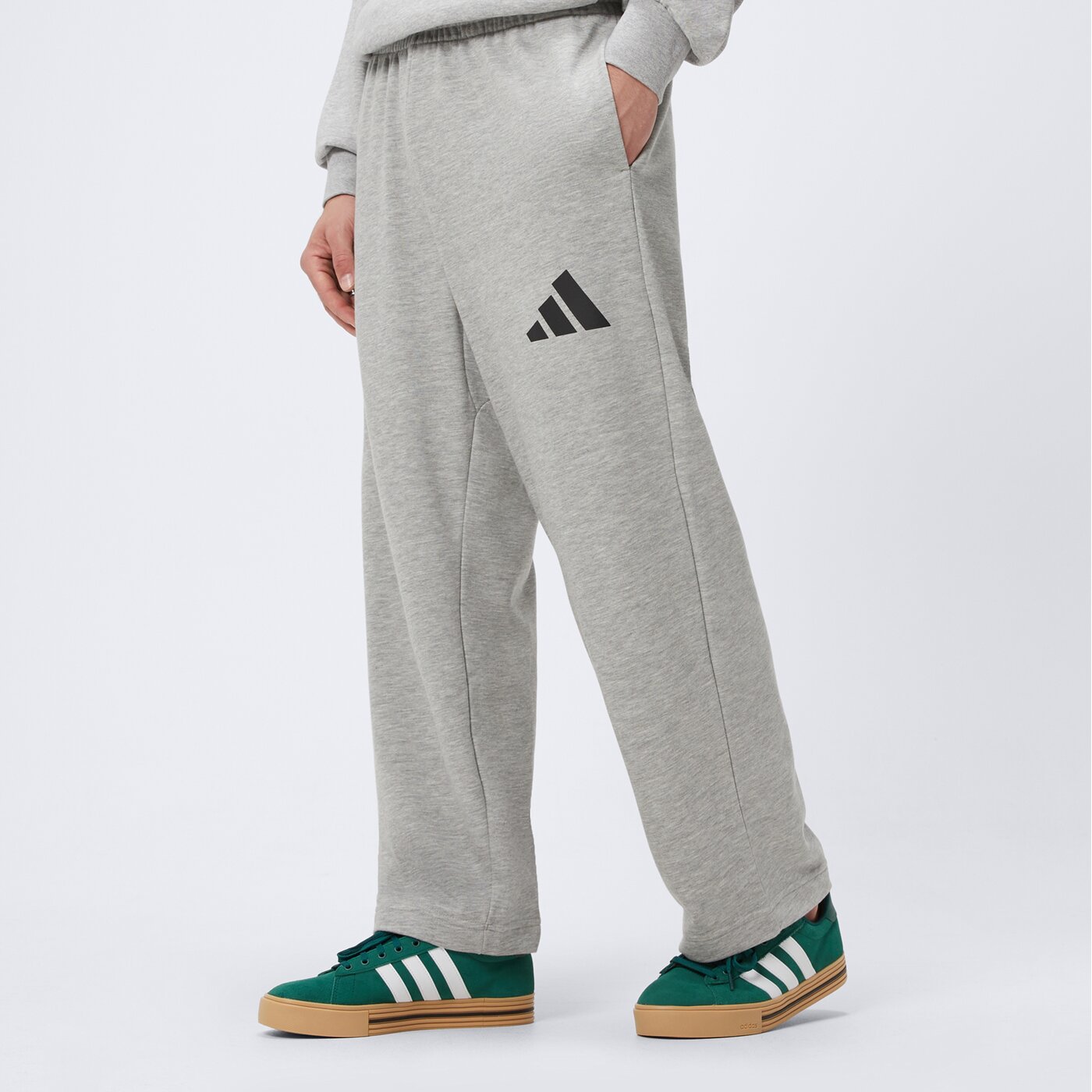 Spodnie dresowe męskie ADIDAS SPODNIE M WIDE PANT FT jf3606 kolor szary