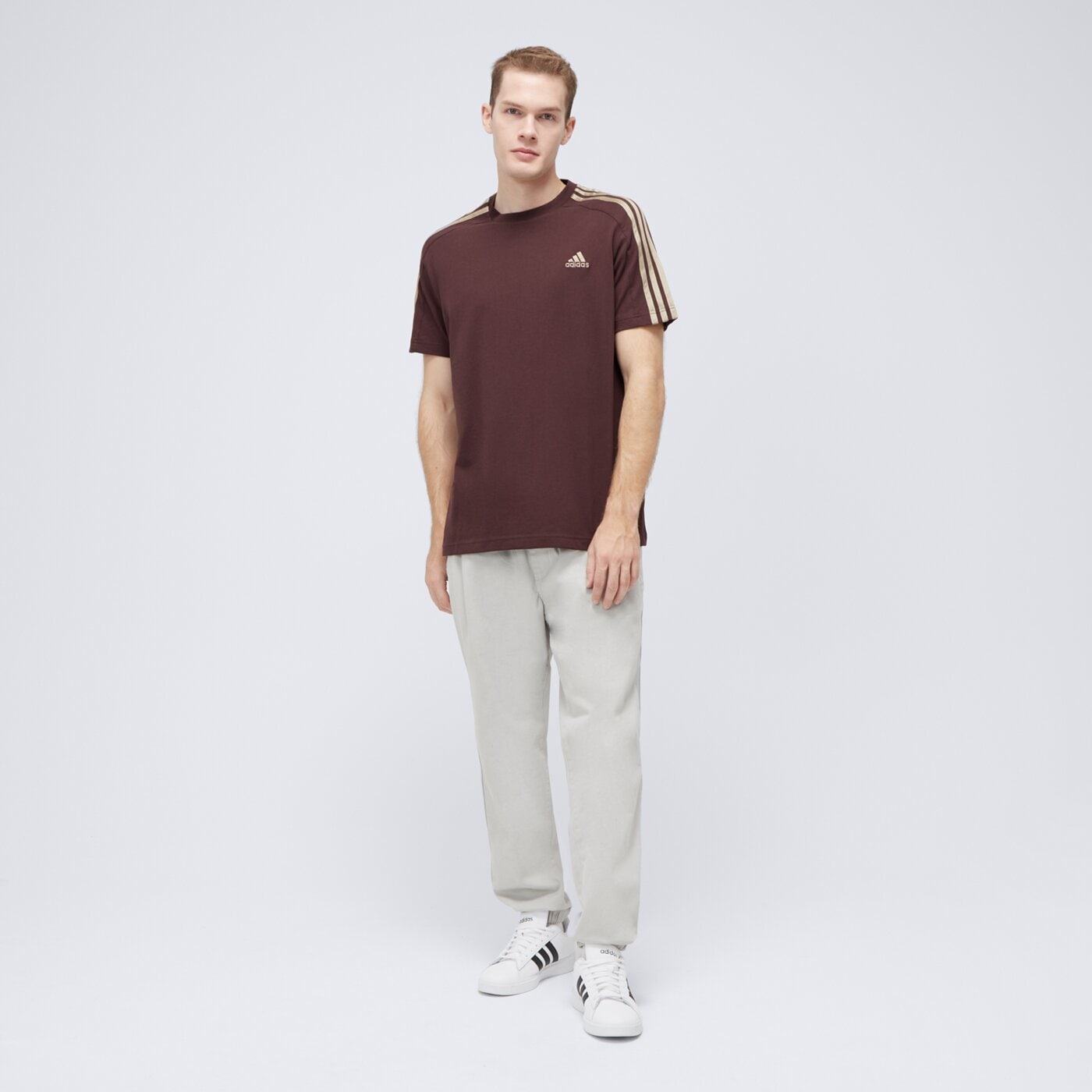 Koszulka męska ADIDAS T-SHIRT M 3S SJ T ix0158 kolor brązowy