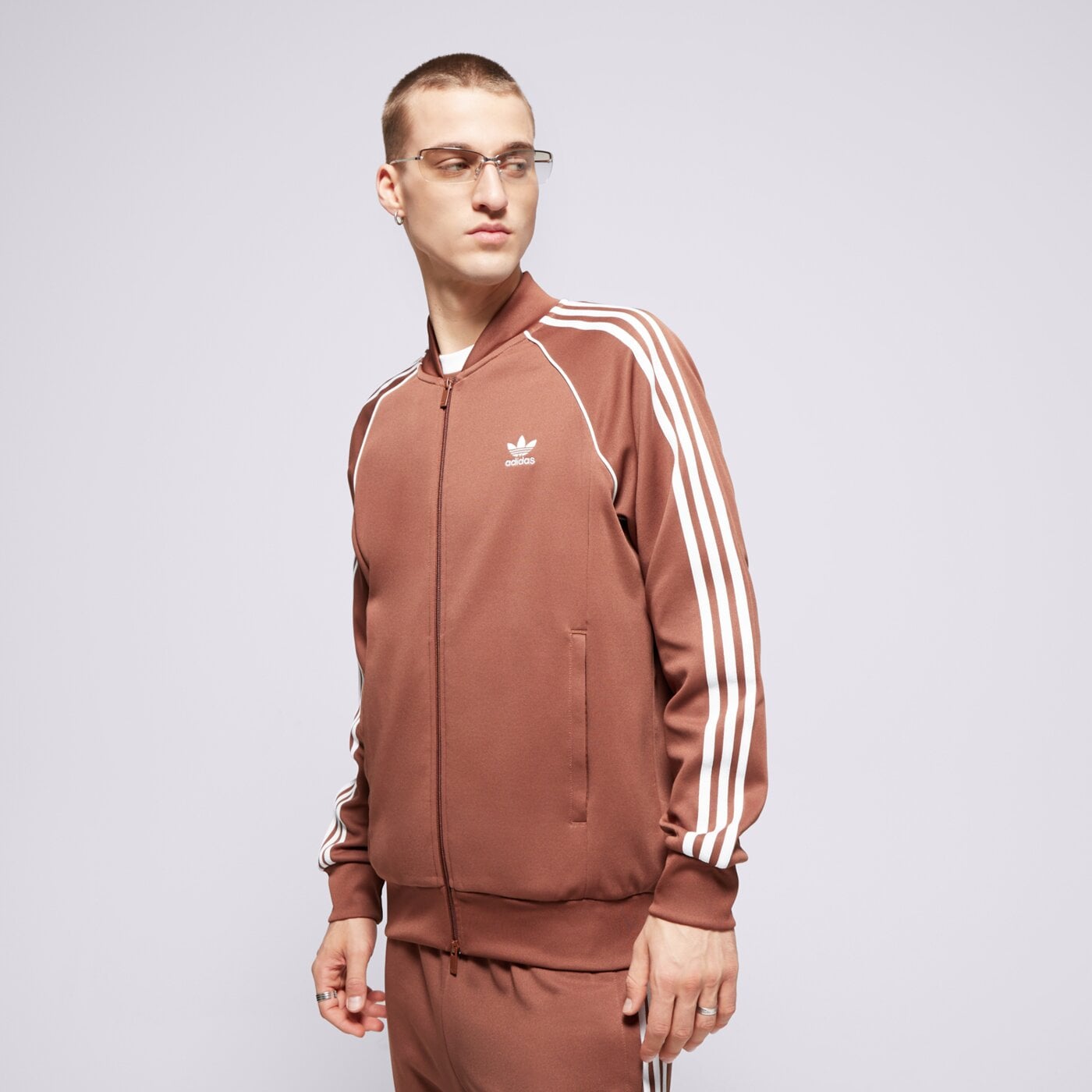 Bluza męska ADIDAS BLUZA ROZPINANA SST TT iy9855 kolor brązowy