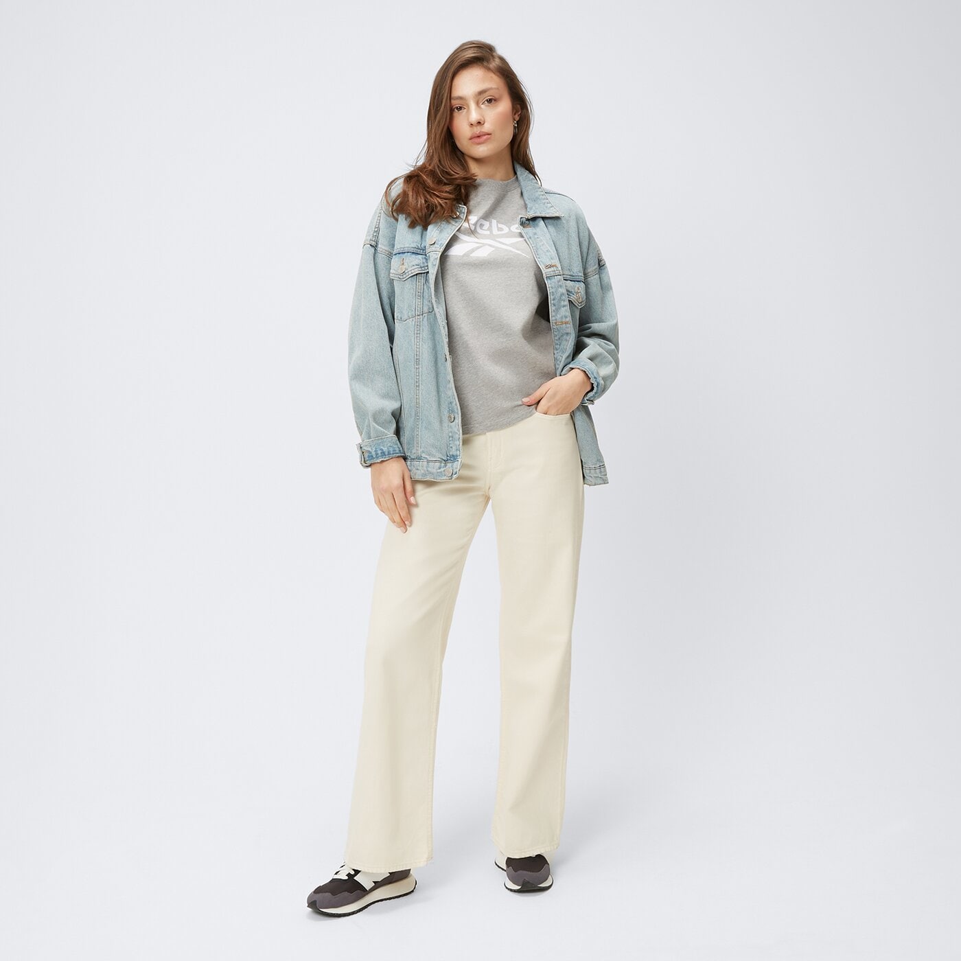 Koszulka damska REEBOK T-SHIRT REEBOK IDENTITY BIG LOGO 100034852 kolor szary