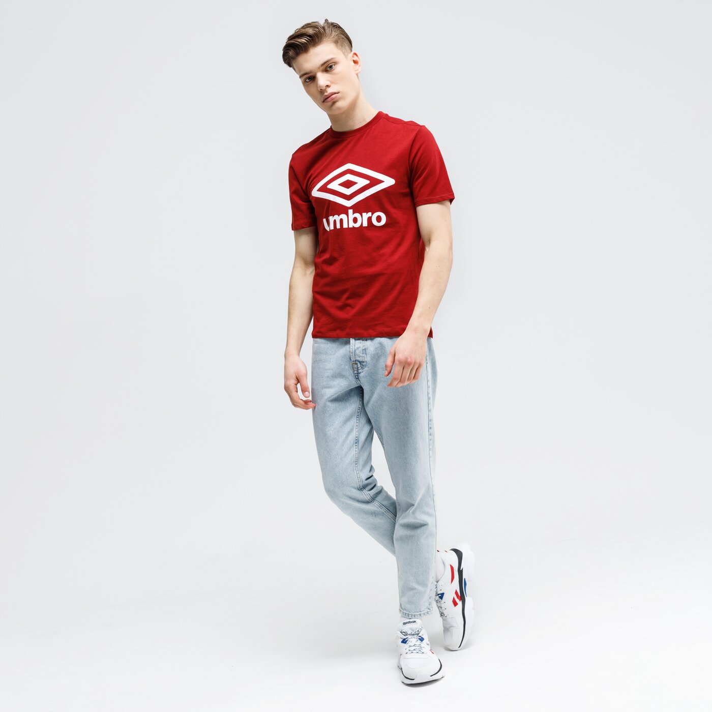 Koszulka męska UMBRO T-SHIRT FW LARGE LOGO COTTON 65352u-hvb kolor bordowy