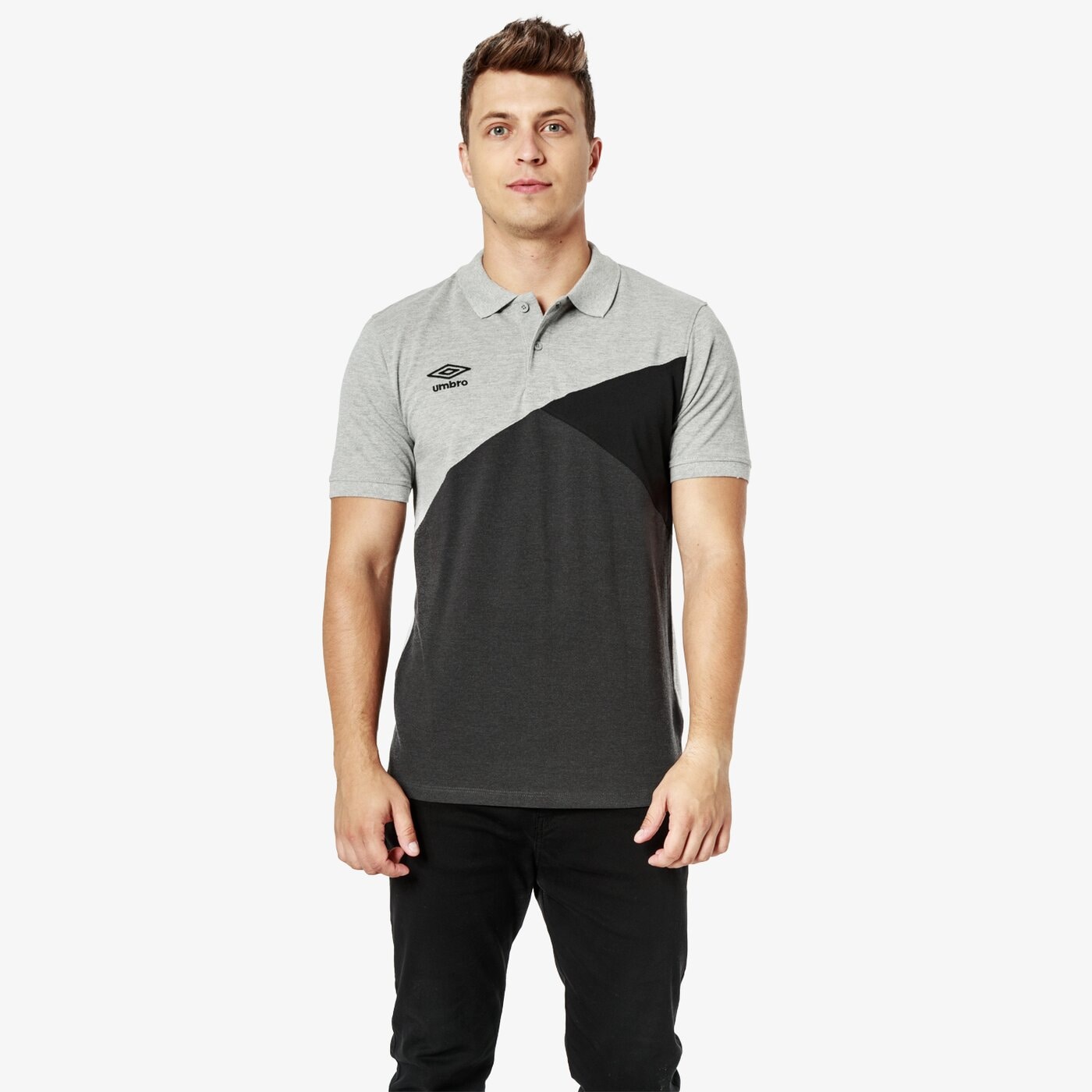Koszulka polo męska UMBRO POLO CUT AND SEW 65127u-gg4 kolor szary