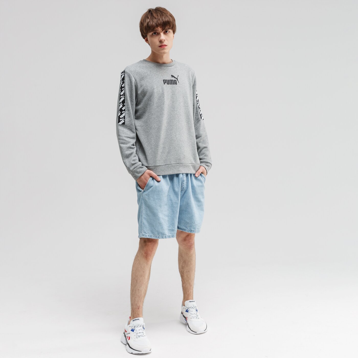 Bluza męska PUMA BLUZA AMPLIFIED CREW TR 581391 03 kolor szary