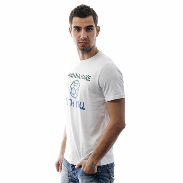 Koszulka męska PUMA T-SHIRT SS WANNA MAKE WITH U 74314803 kolor biały
