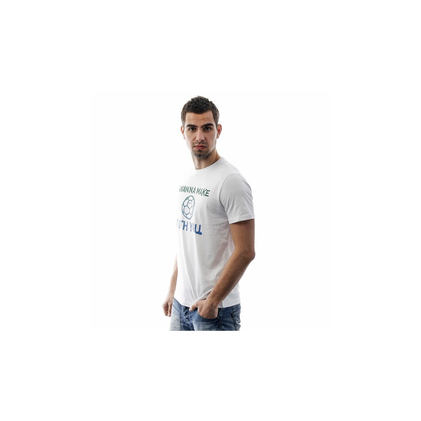 Koszulka męska PUMA T-SHIRT SS WANNA MAKE WITH U 74314803 kolor biały