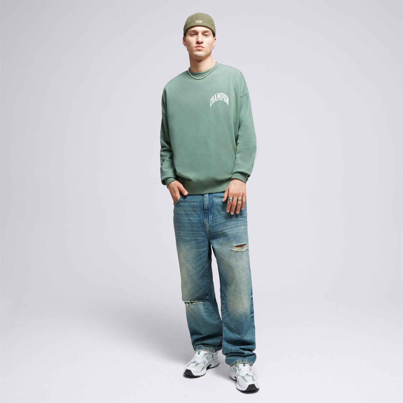 Bluza męska CHAMPION BLUZA CREWNECK SWEATSHIRT 218517gs506 kolor zielony