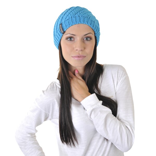 Czapka zimowa damska REEBOK CZAPKA Z OTM KNIT FEATHER BLUE w36728 kolor niebieski
