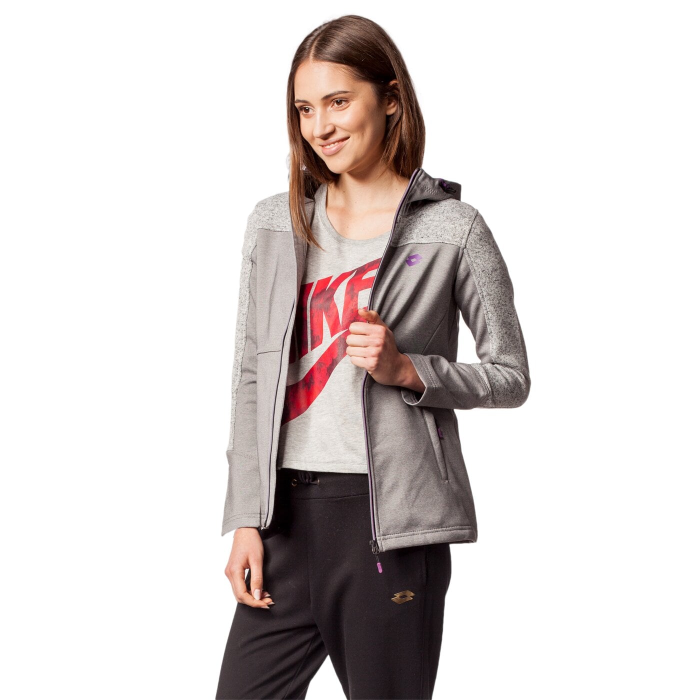 Kurtka przejściowa damska LOTTO SOFTSHELL WOODI lo36ksd03001 kolor szary