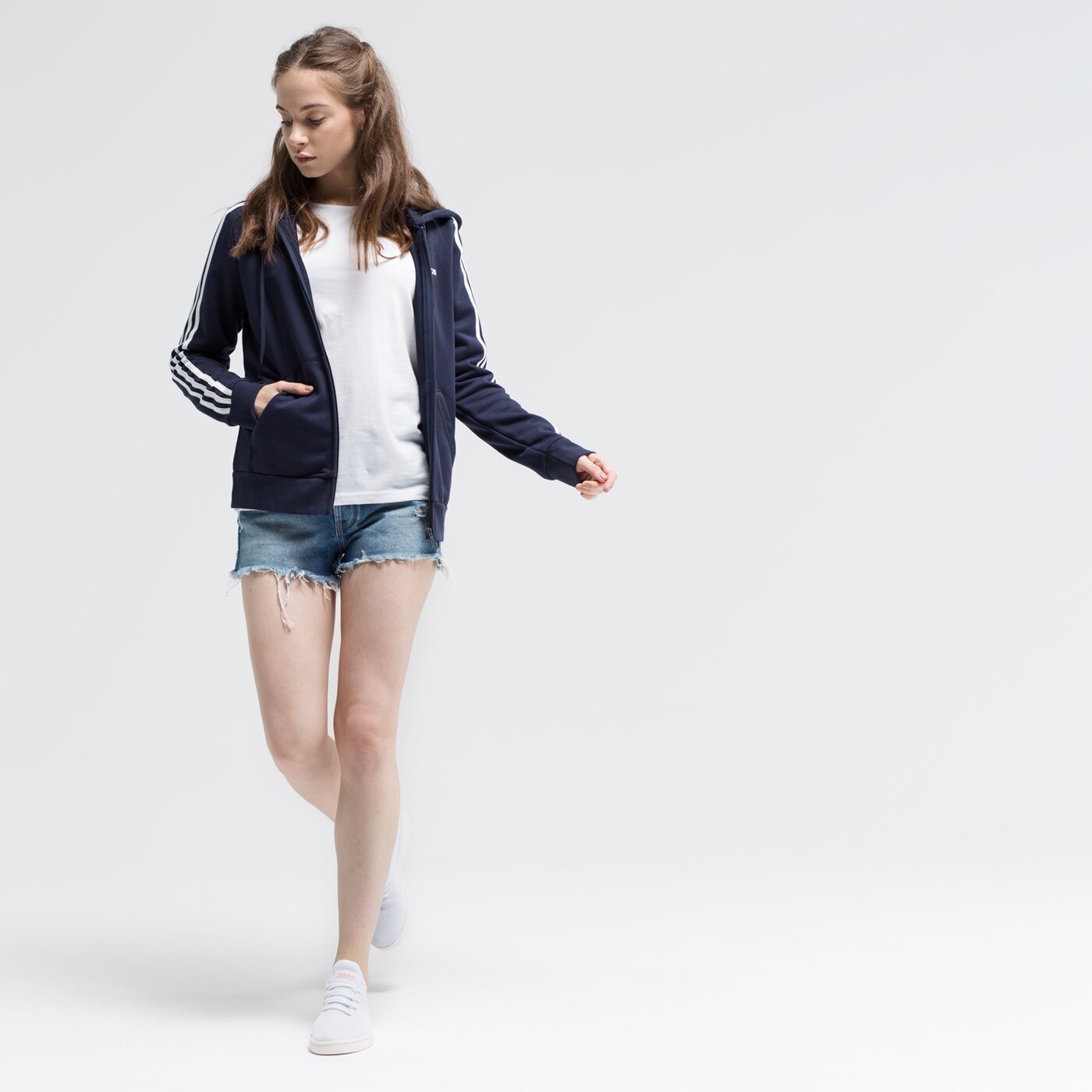 Bluza damska ADIDAS BLUZA ROZPINANA Z KAPTUREM W E 3S FZ HD du0656 kolor granatowy