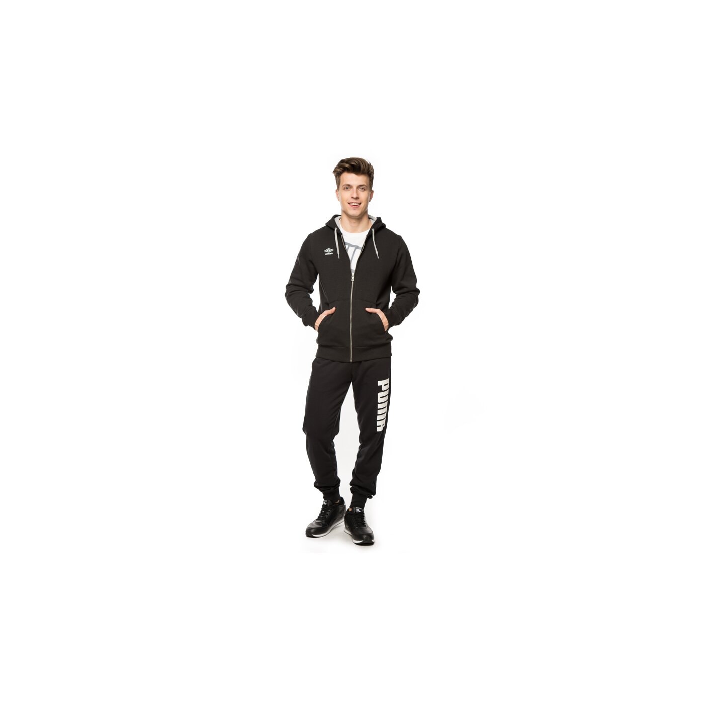Bluza męska UMBRO BLUZA HOODED FULL ZIP 63167u060 kolor czarny