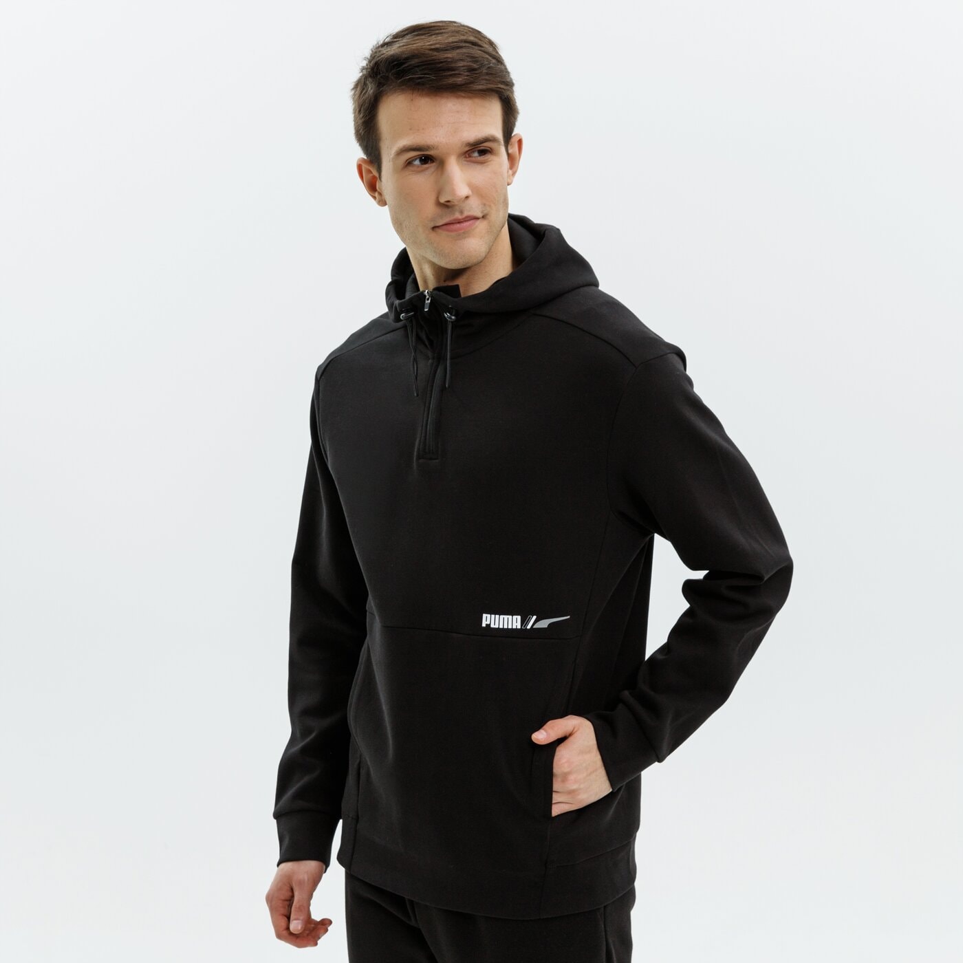Bluza męska PUMA BLUZA Z KAPTUREM RAD/CAL HALF ZIP DK - PUMA BLACK 58938901 kolor czarny