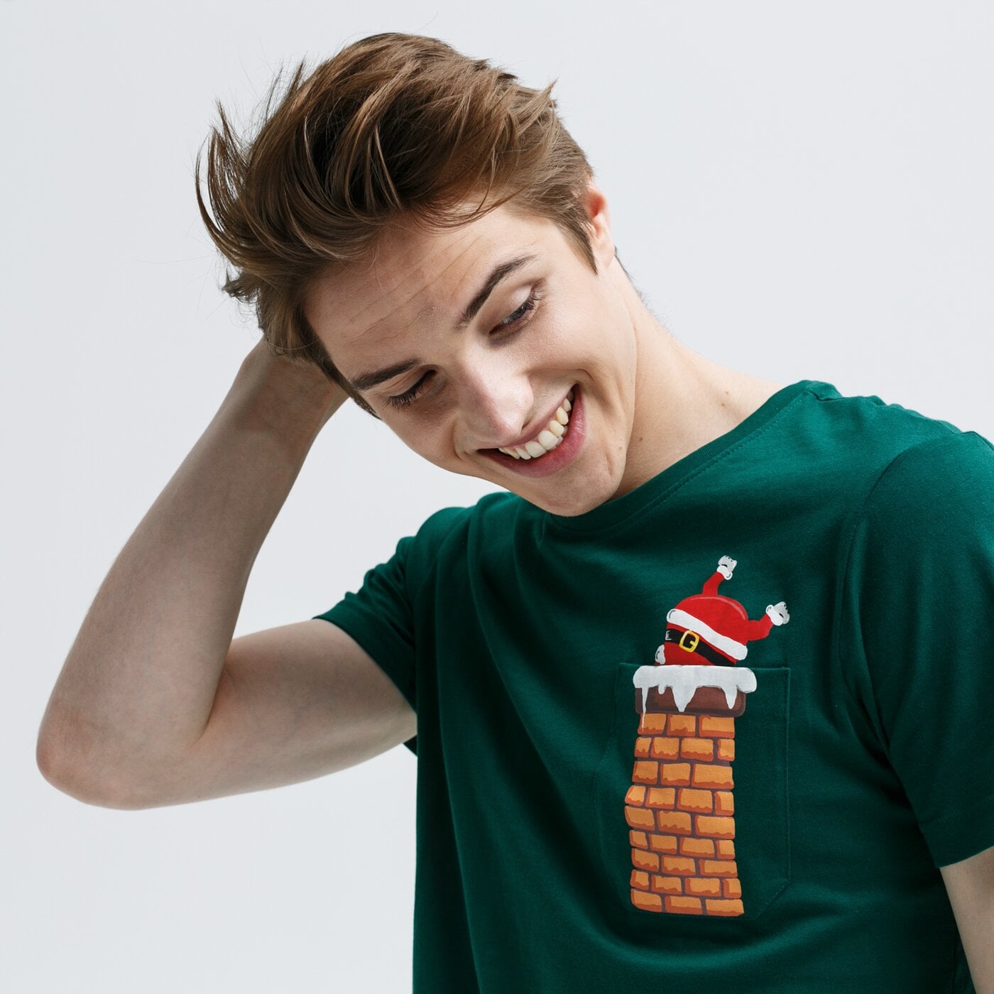 Koszulka męska FEEWEAR T-SHIRT SANTA CLAUS fw39tsm54001 kolor zielony