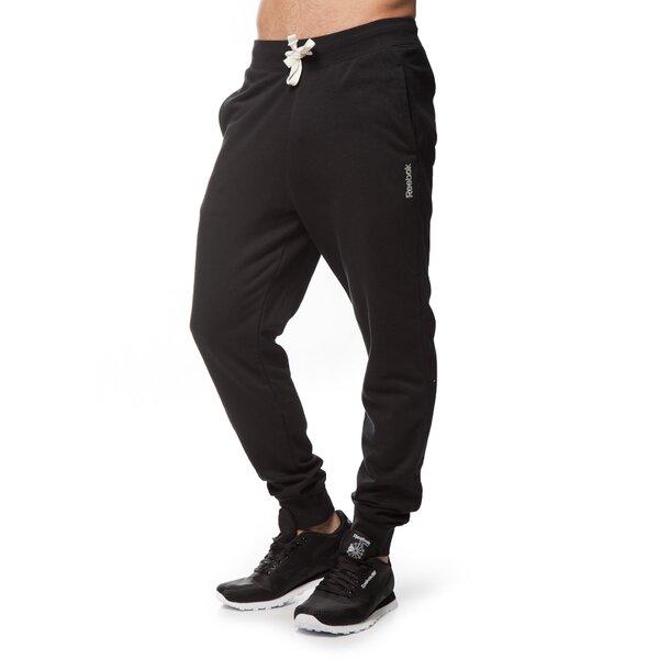 Spodnie dresowe męskie REEBOK SPODNIE EL FT CUFF aa4496 kolor czarny