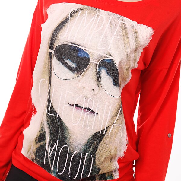 Koszulka damska CONFRONT T-SHIRT L\S LABELLA cfv14tsd02001 kolor czerwony