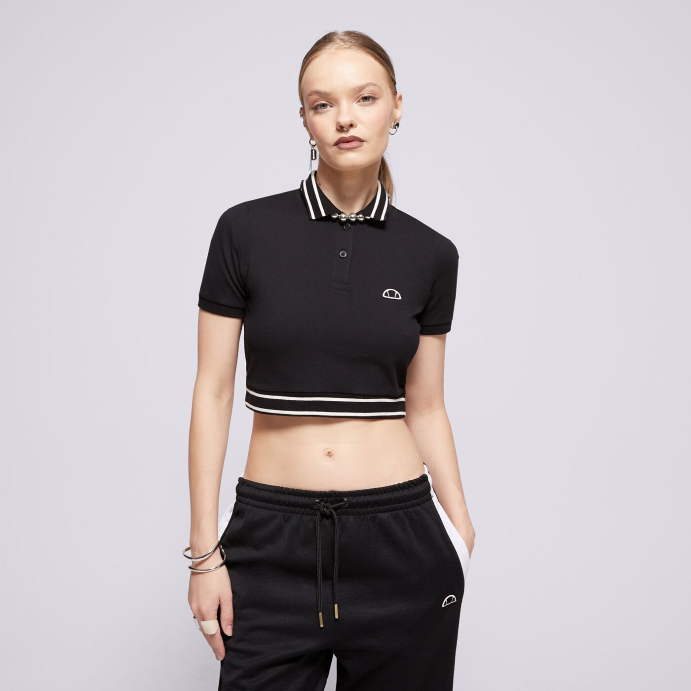 Koszulka polo damska ELLESSE POLO TRIXIE CROPPED POLO BLK sgx21017011 kolor czarny