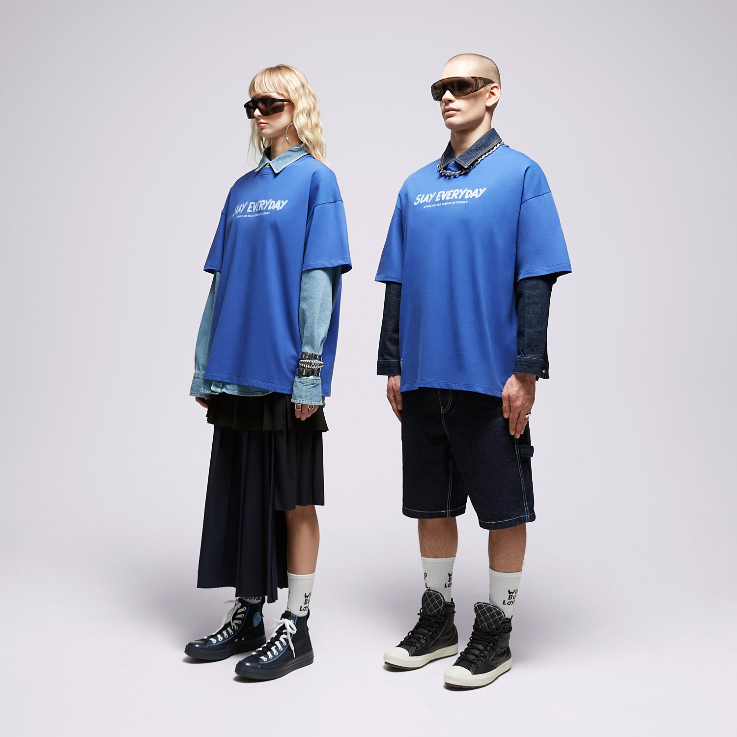 S NOW JOB SIZEER T SHIRT "SLAY" BLUE